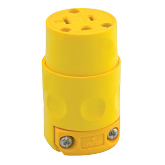 Product image for 20 Amp, 125 Volt, NEMA 5-20R, 2P, 3W, Connector, Straight Blade, Commercial Grade, , Grounding, Yellow