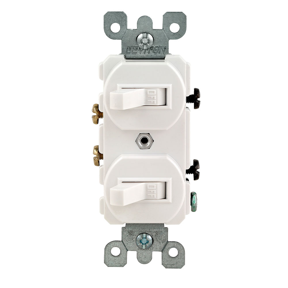 Product image for 15 Amp, 120/277 Volt, Duplex Style Single-Pole / Single-Pole Combination Switch, White