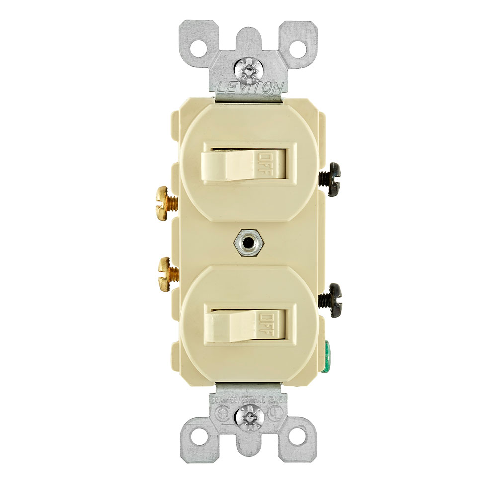 Product image for 20 Amp Duplex Single-Pole / Single-Pole Combination Switch, Non-Grounding, Ivory