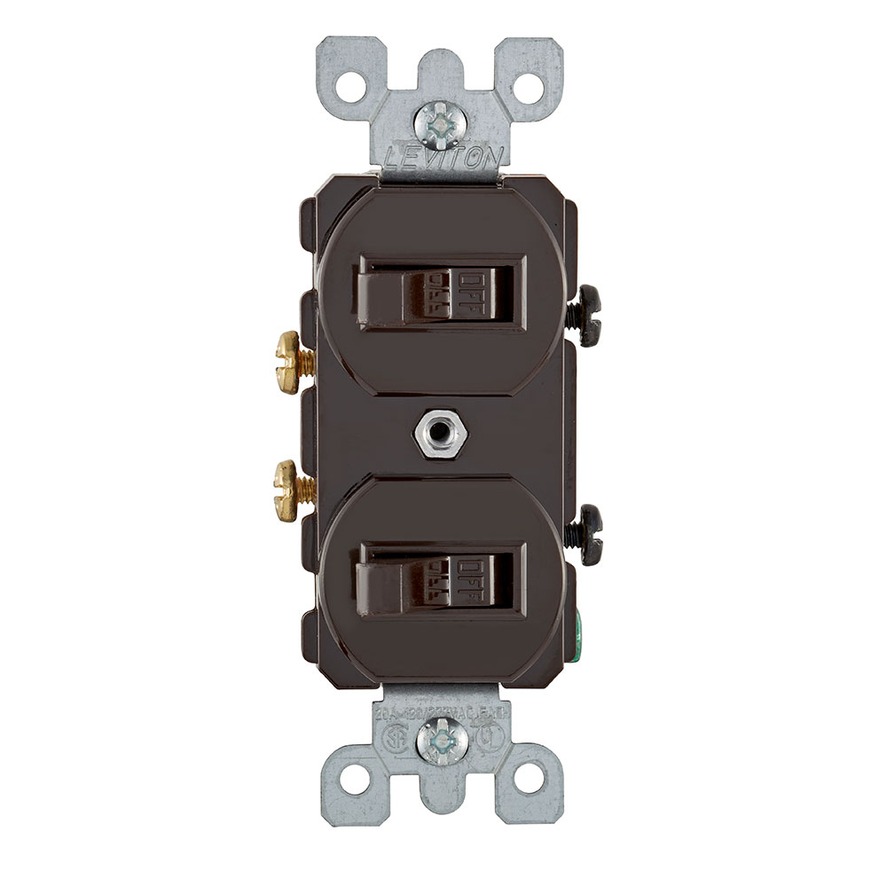 Product image for 20 Amp Duplex Single-Pole / Single-Pole Combination Switch, Non-Grounding, Brown