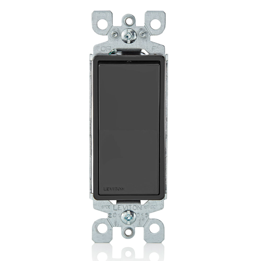 Product image for 15 Amp Decora Single-Pole Switch, Grounding, Black