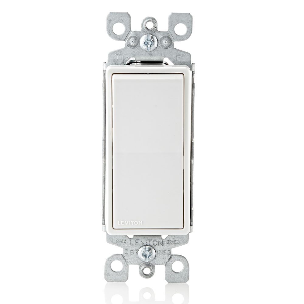 Product image for 15 Amp Decora Single-Pole Switch, Grounding, White
