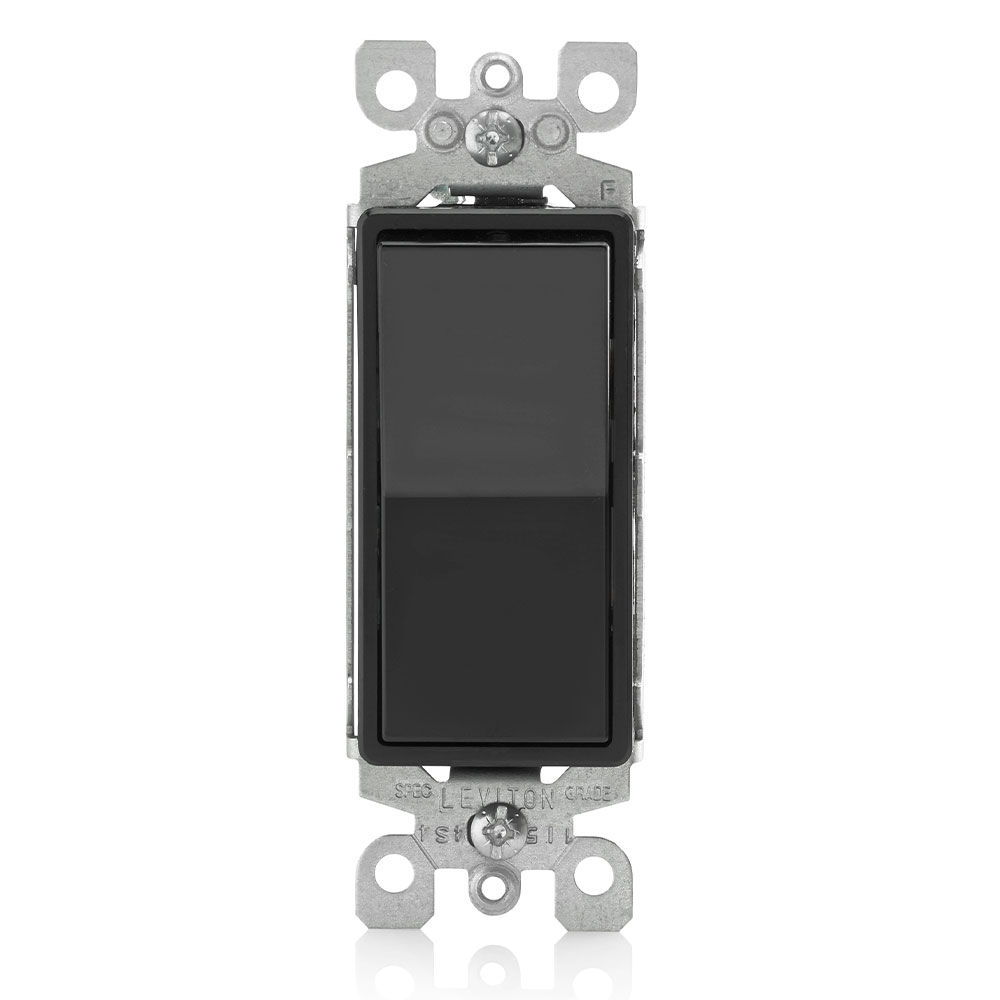 Product image for 15 Amp Decora Rocker 3-Way Switch, Grounding, Black