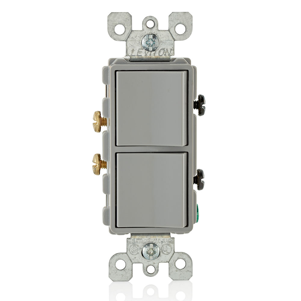 Product image for 15 Amp Decora Single-Pole / Single-Pole Combination Switch, Grounding, Gray