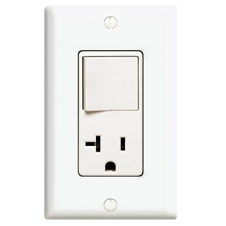 Product image for 20 Amp Decora Single-Pole Switch / 5-20R Outlet/Receptacle, Combination Device, Grounding, White