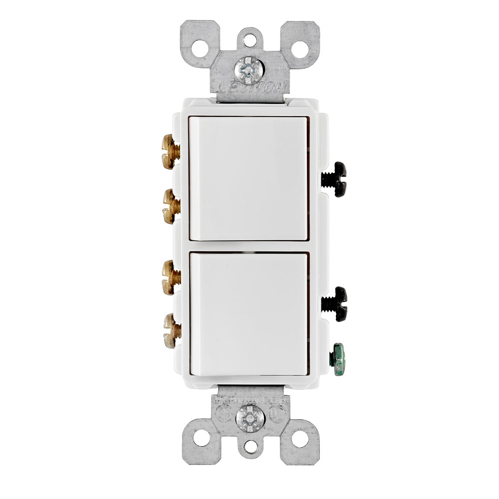 Product image for 20 Amp Decora 3-Way / 3-Way Combination Switch, Grounding, White