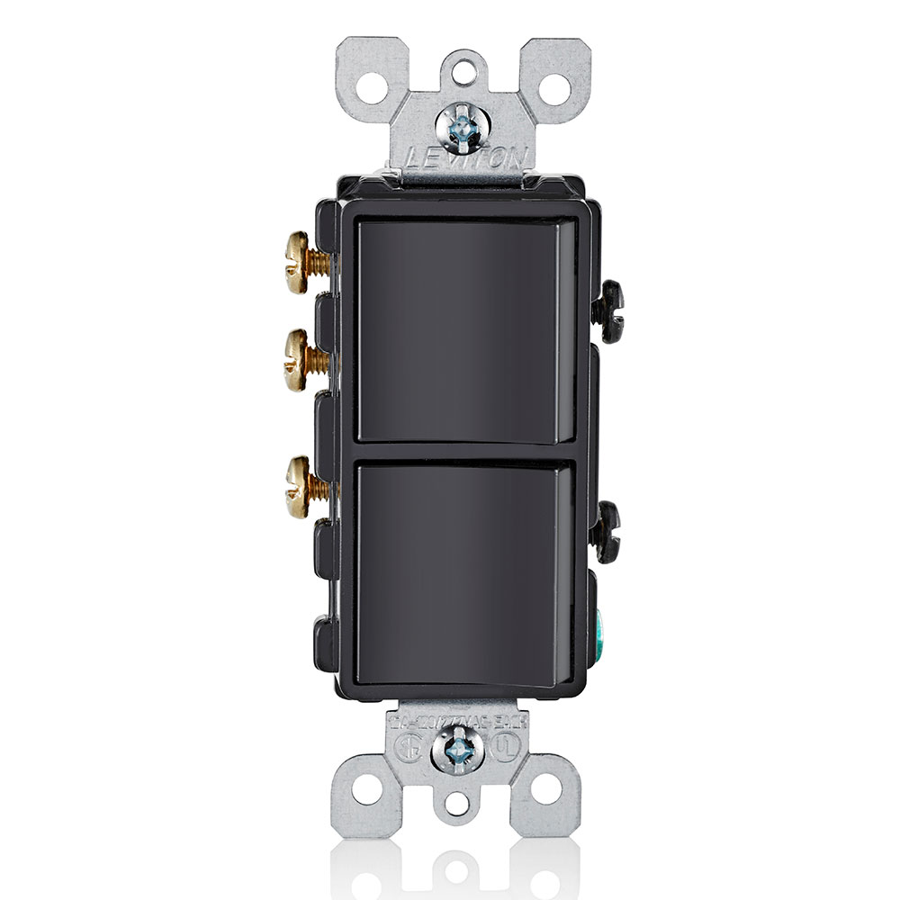 Product image for 15 Amp Decora Single-Pole / 3-Way Combination Switch, Grounding, Black