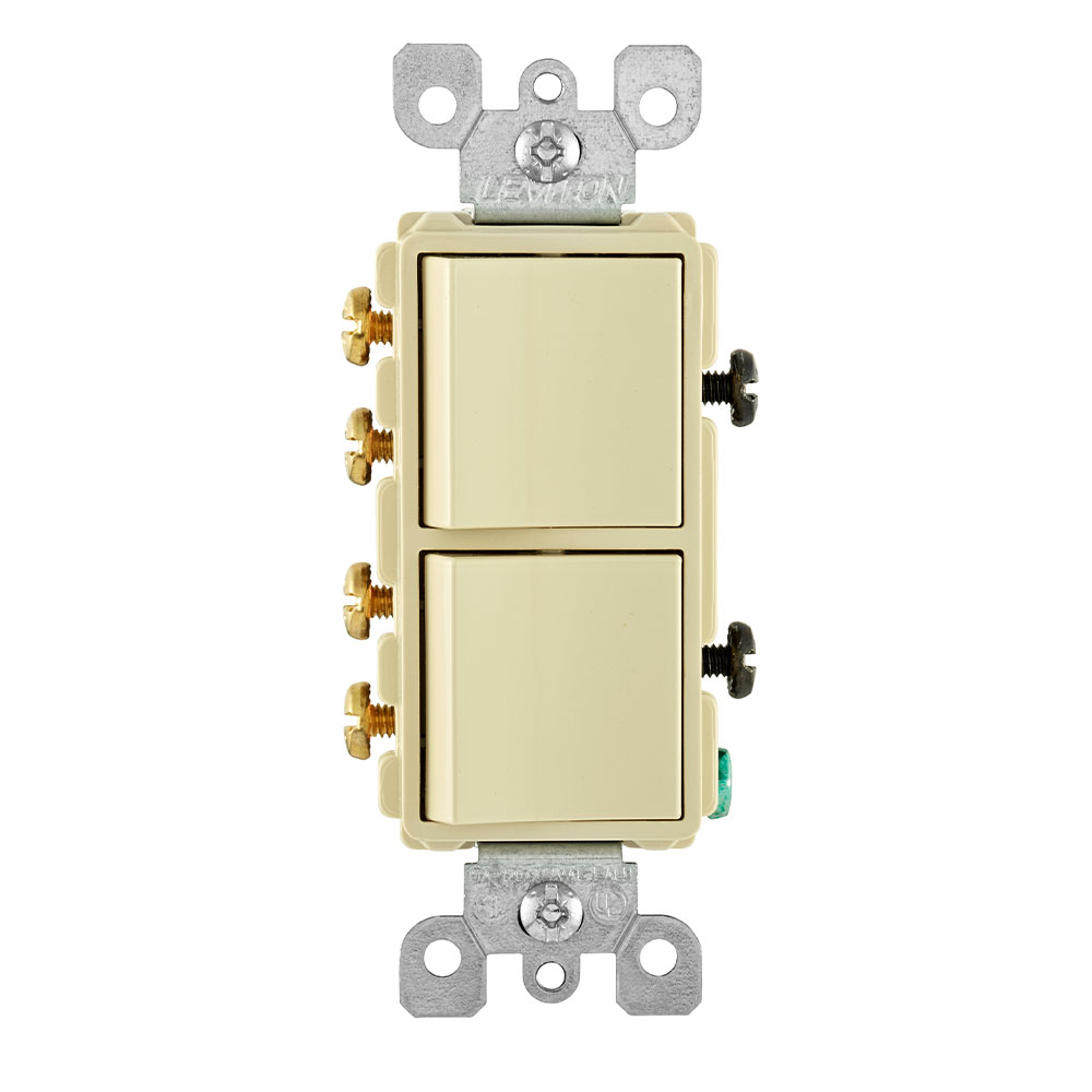 Product image for 15 Amp Decora 3-Way / 3-Way Combination Switch, Grounding, Ivory