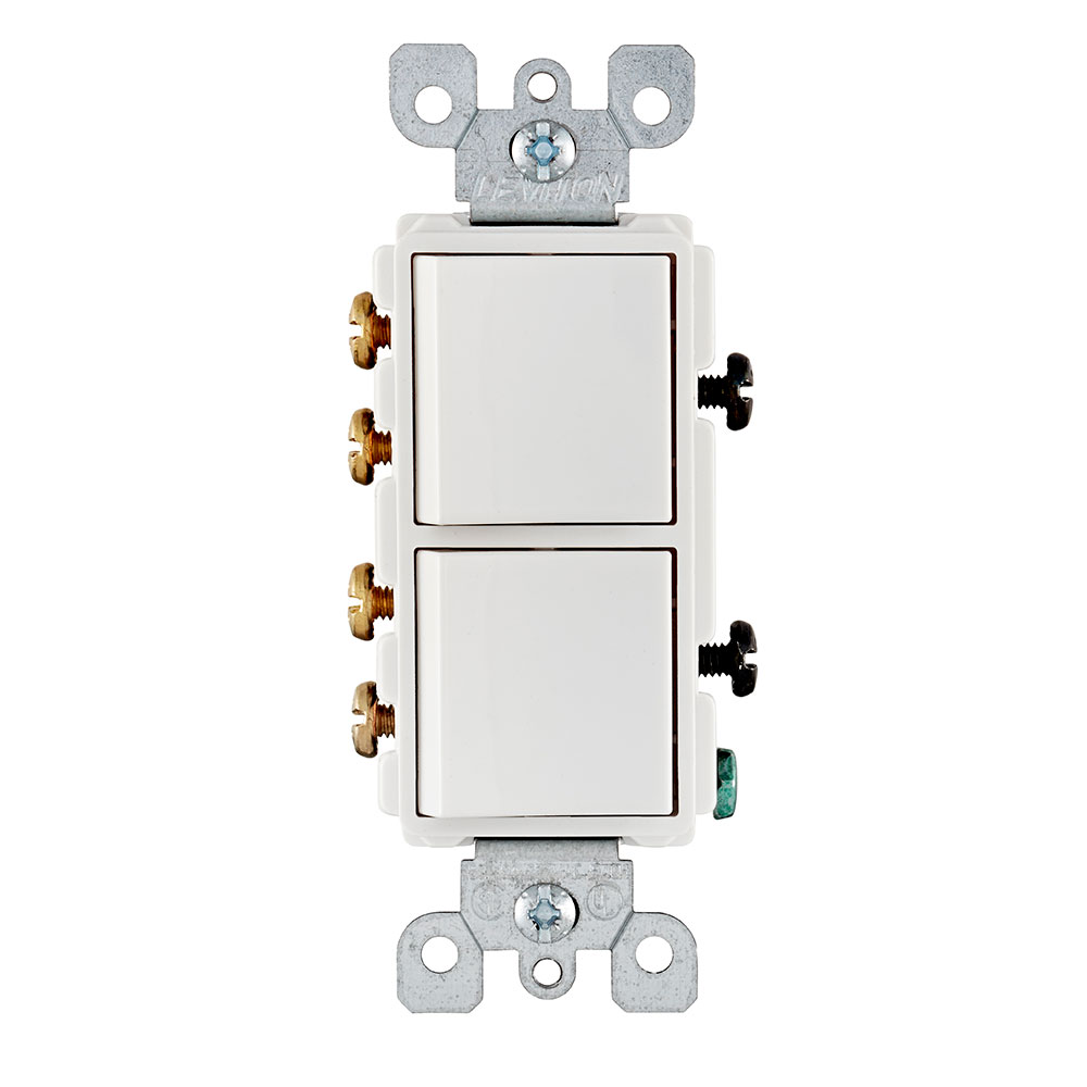Product image for 15 Amp Decora 3-Way / 3-Way Combination Switch, Grounding, Ivory, White