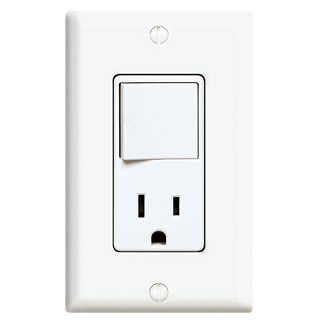 Product image for 15 Amp Decora 3-Way Switch / 5-15R Outlet/Receptacle Combination Device, Grounding, White