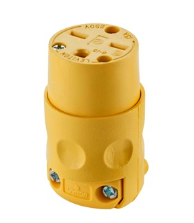 Product image for 15 Amp, 250 Volt, 2P, 3W, Connector, Round, Yellow