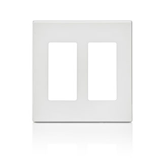Product image for 2-Gang Decora Plus Screwless Wallplate Polycarbonate, White