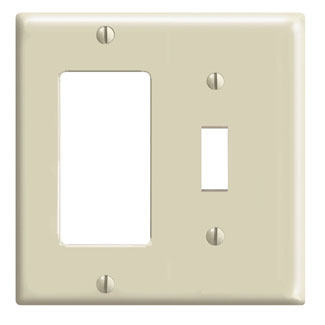Product image for 2-Gang, 1-Toggle and 1-Decora/GFCI Device Combination Wallplate, Standard Size, Thermoset, Ivory