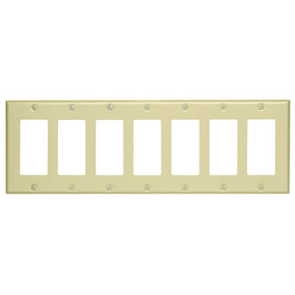 Product image for 7-Gang Decora/GFCI Device Wallplate, Standard Size, Thermoset, Ivory
