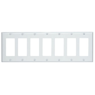 Product image for 7-Gang Decora/GFCI Device Wallplate, Standard Size, Thermoset, White