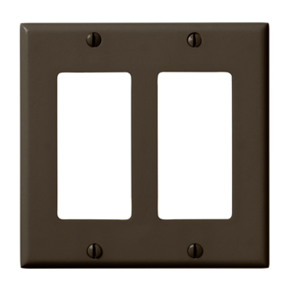 Product image for 2-Gang Decora/GFCI Device Wallplate, Standard Size, Thermoset, Brown