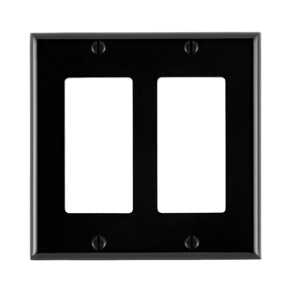 Product image for 2-Gang Decora/GFCI Device Wallplate, Standard Size, Thermoset, Black