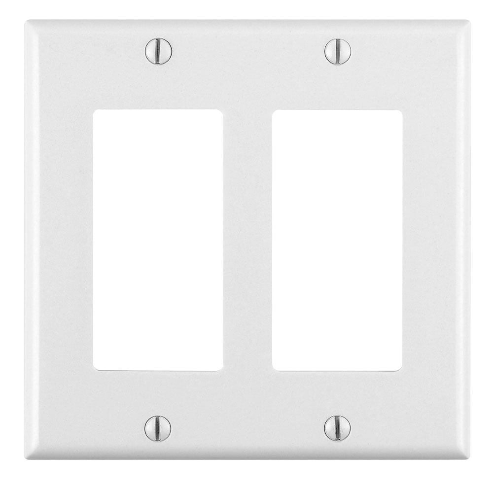 Product image for 2-Gang Decora/GFCI Device Wallplate, Standard Size, Thermoset, White