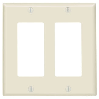 Product image for 2-Gang Decora/GFCI Device Wallplate, Standard Size, Thermoset, Light Almond