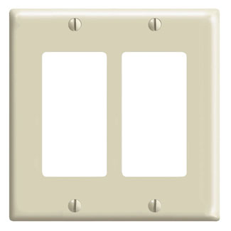 Product image for 2-Gang Decora/GFCI Device Wallplate/Standard Size, Thermoset, Ivory