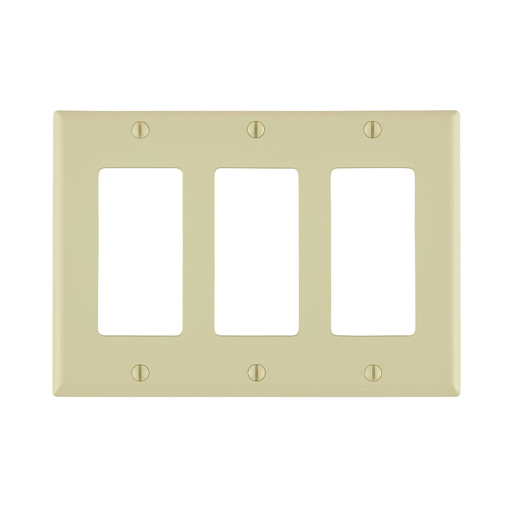 Product image for 3-Gang Decora/GFCI Device Wallplate, Size, Thermoplastic Nylon, Ivory