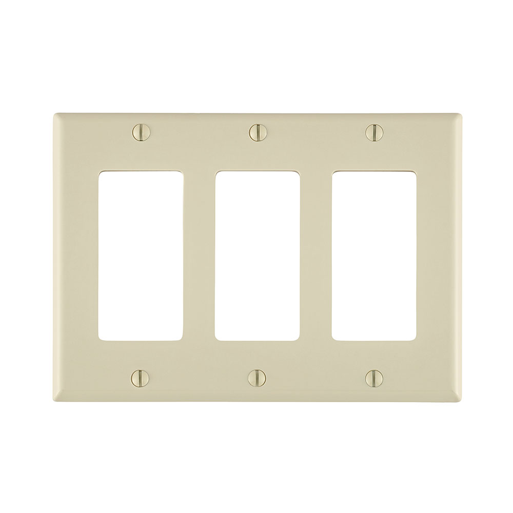 Product image for 3-Gang Decora/GFCI Device Wallplate, Size, Thermoplastic Nylon, Light Almond