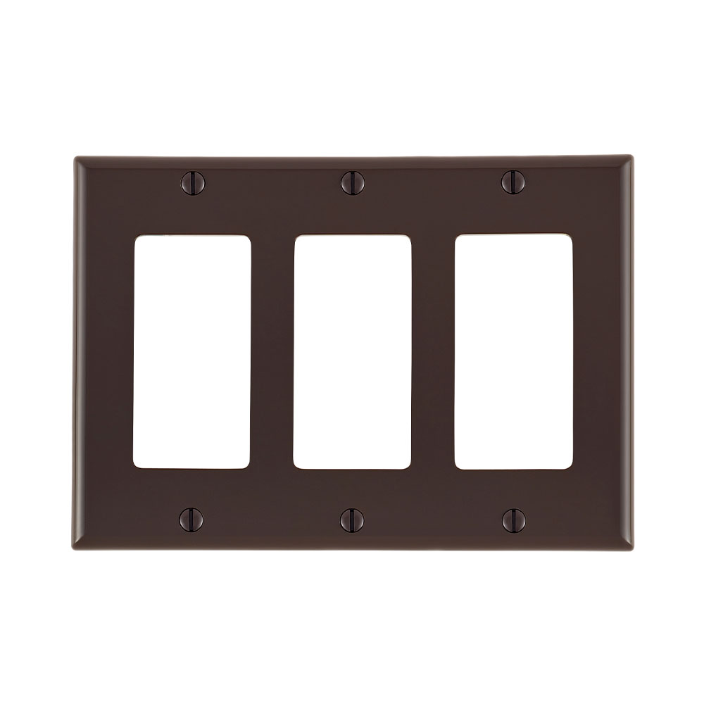 Product image for 3-Gang Decora/GFCI Device Wallplate, Size, Thermoplastic Nylon, Brown