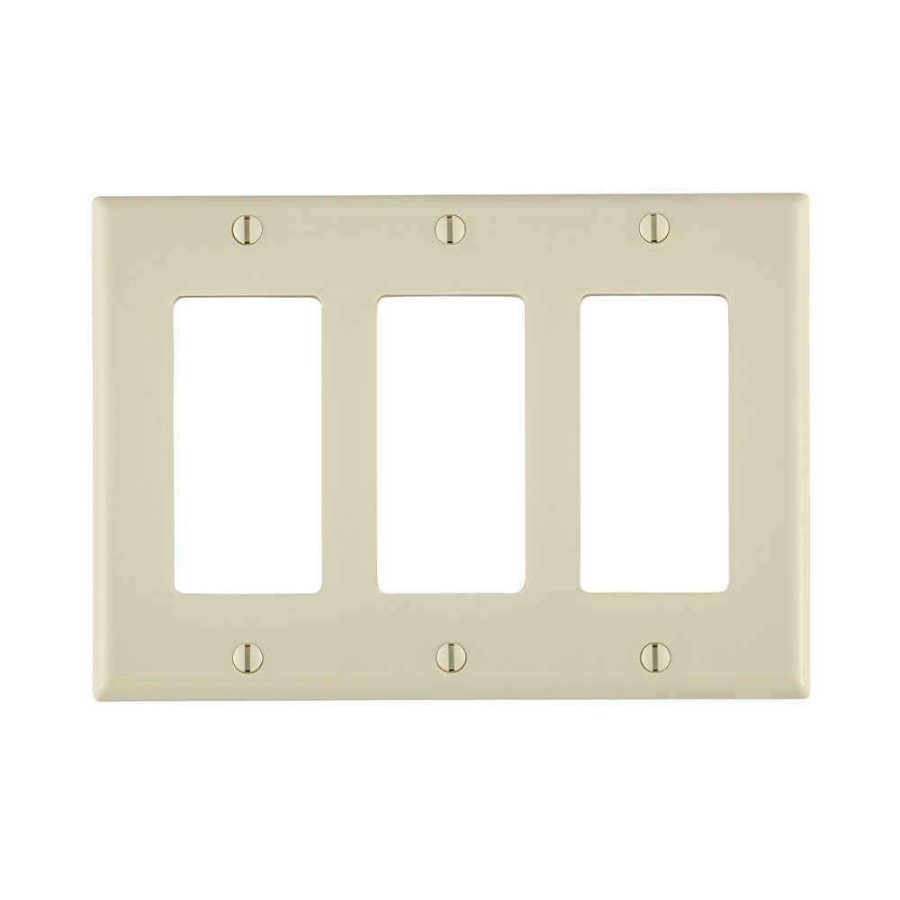 Product image for 3-Gang Decora/GFCI Device Wallplate, Standard Size, Thermoset, Light Almond