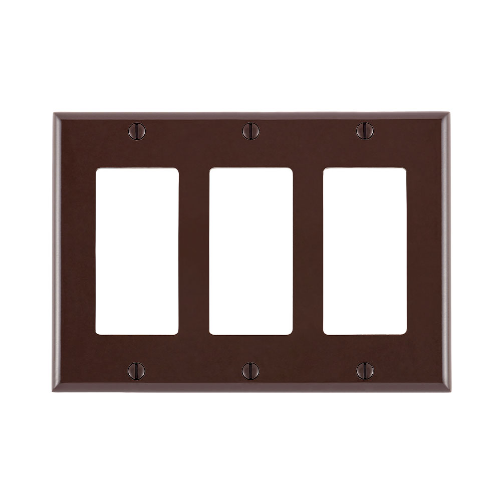 Product image for 3-Gang Decora/GFCI Device Wallplate, Standard Size, Thermoset, Brown