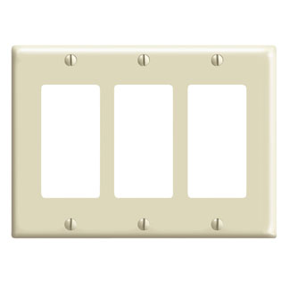 Product image for 3-Gang Decora/GFCI Device Wallplate, Standard Size, Thermoset, Ivory