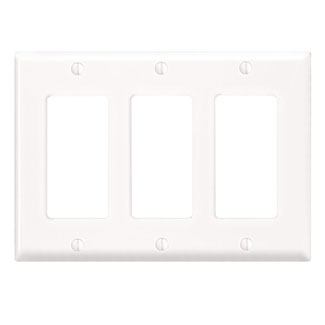 Product image for 3-Gang Decora/GFCI Device Wallplate, Size, Thermoplastic Nylon, White