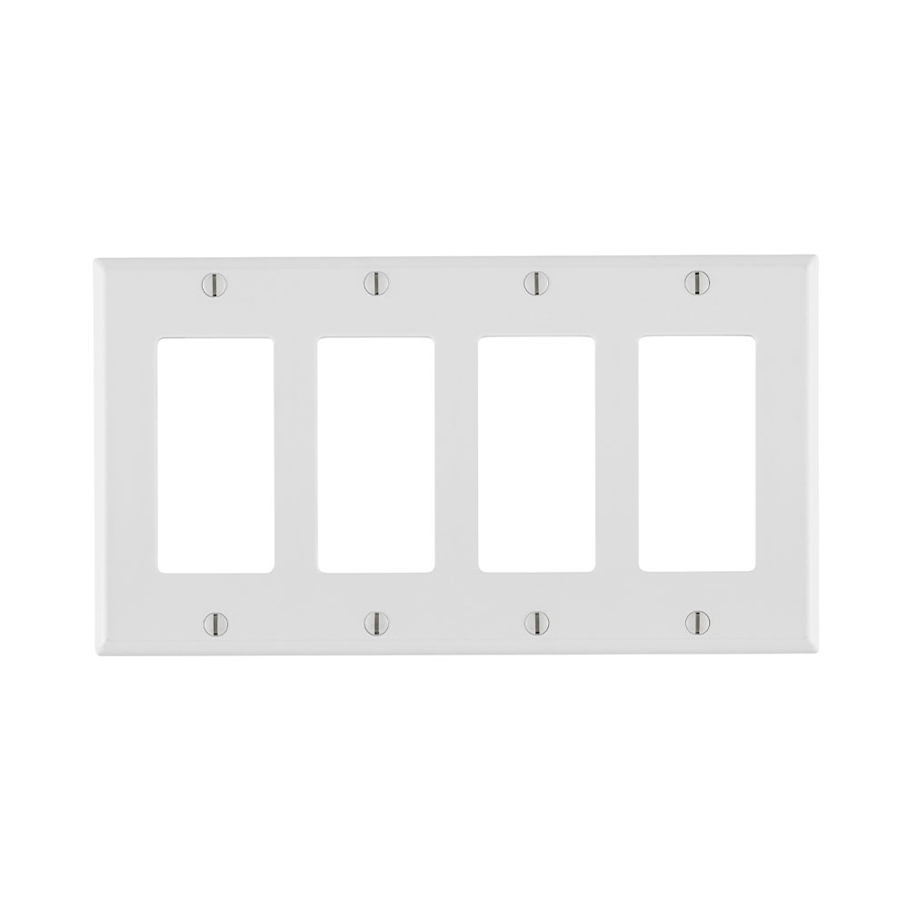Product image for 4-Gang Decora/GFCI Device Wallplate, Standard Size, Thermoset, White