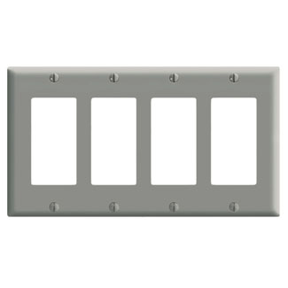 Product image for 4-Gang Decora/GFCI Device Wallplate, Standard Size, Thermoset, Gray