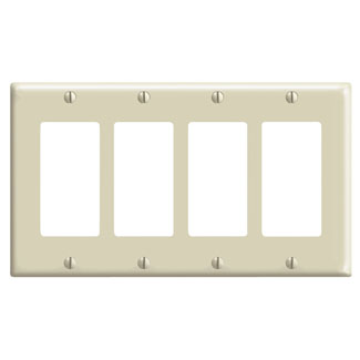 Product image for 4-Gang Decora/GFCI Device Wallplate, Standard Size, Thermoset, Ivory