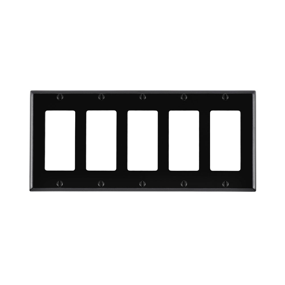 Product image for 5-Gang Decora/GFCI Device Wallplate, Standard Size, Thermoset, Black