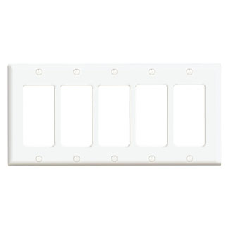 Product image for 5-Gang Decora/GFCI Device Wallplate, Standard Size, Thermoset, White