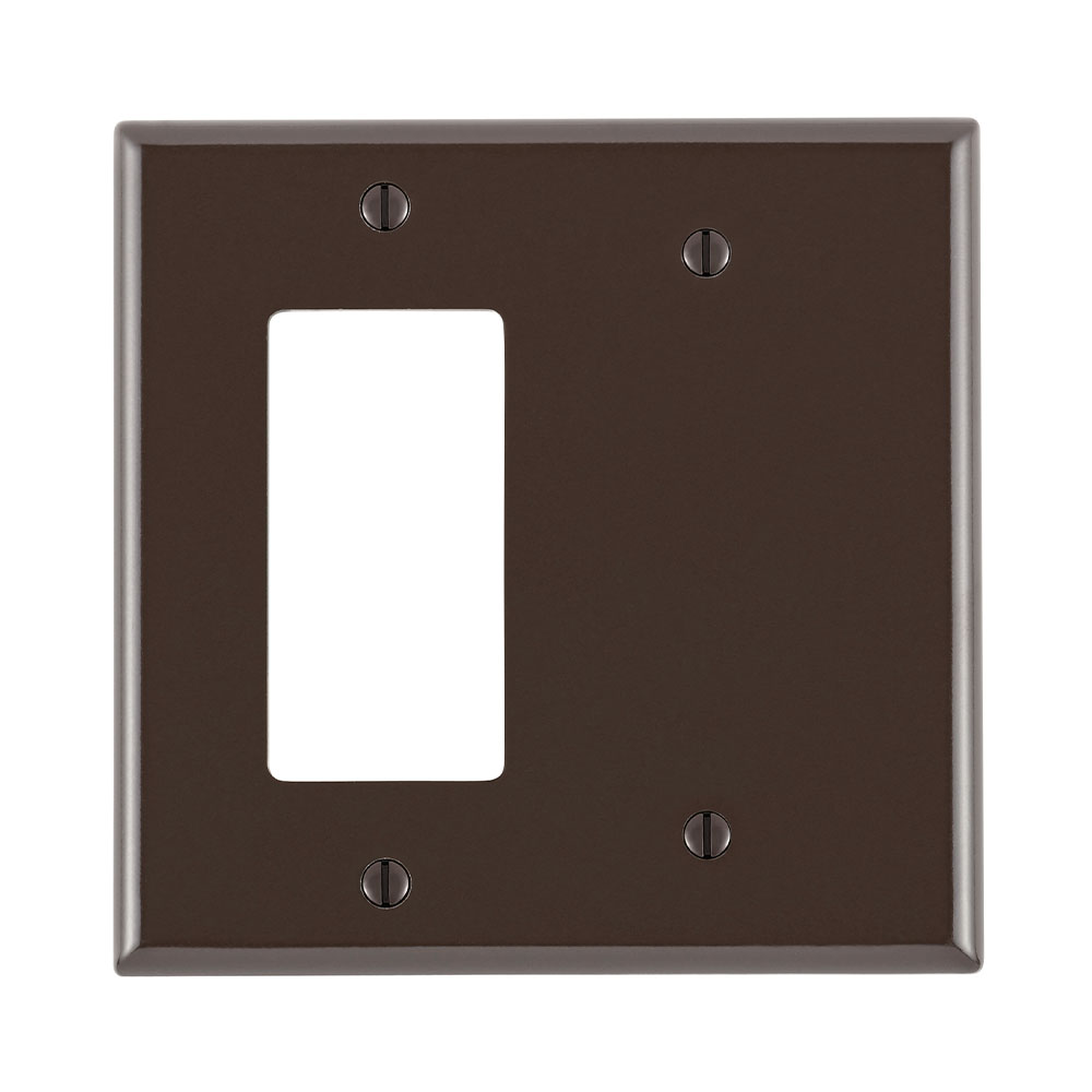 Product image for 2-Gang 1-Blank 1-Decora/GFCI Combination, Midway Size, Thermoset, Brown