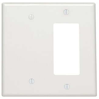 Product image for 2-Gang 1-Blank 1-Decora/GFCI Combination, Midway Size, Thermoset, Light Almond