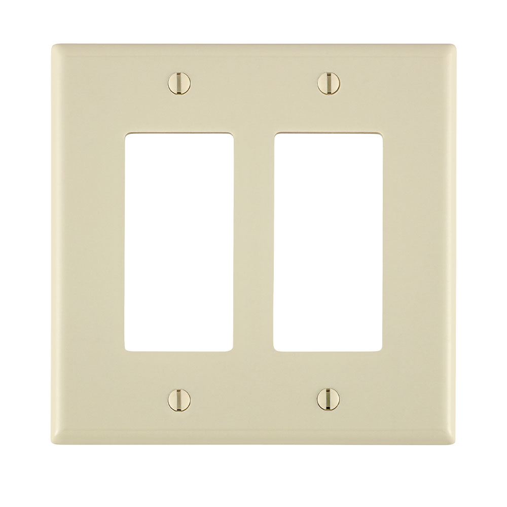 Product image for 2-Gang Decora/GFCI Device Wallplate, Midway Size, Thermoset, Light Almond