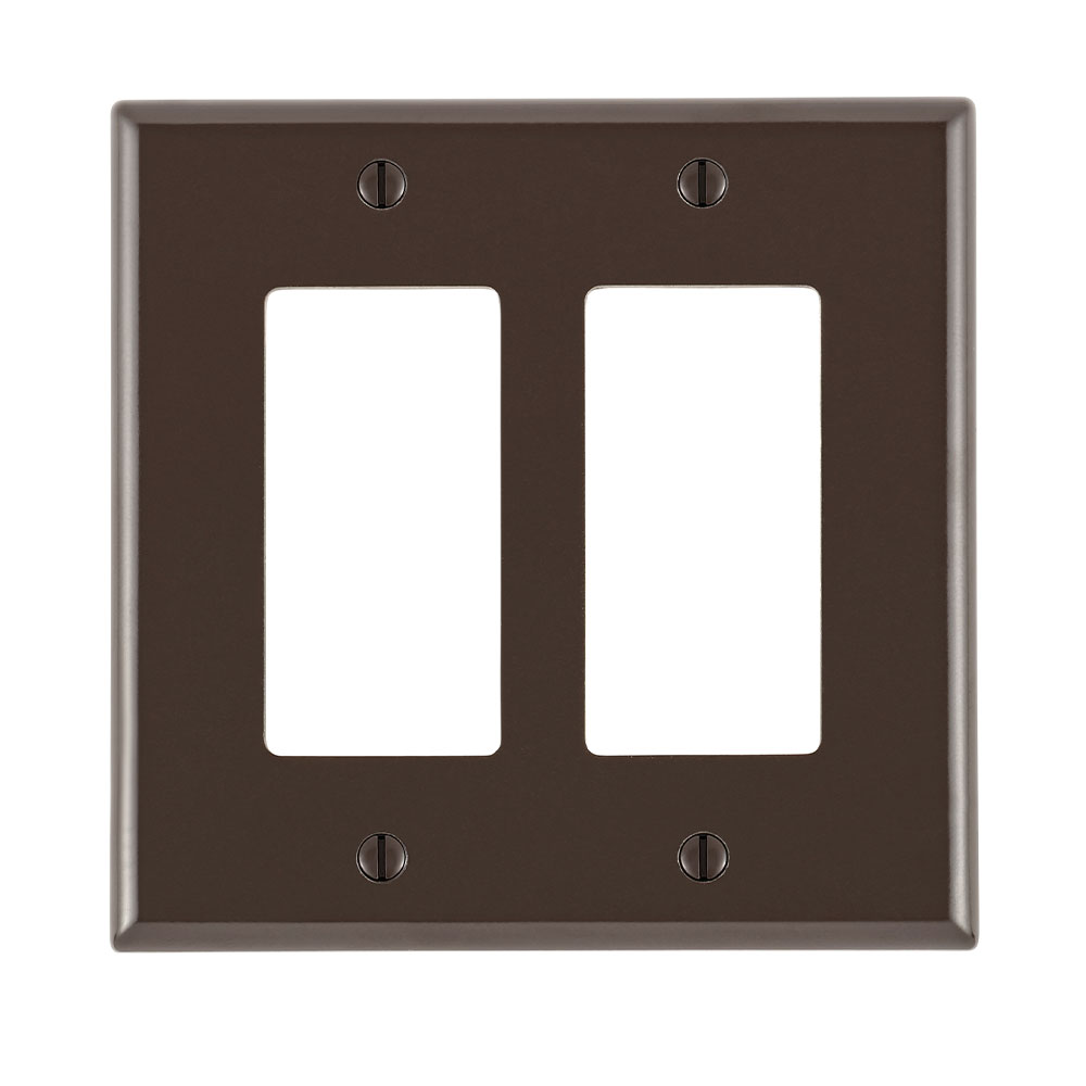 Product image for 2-Gang Decora/GFCI Device Wallplate, Midway Size, Thermoset, Brown