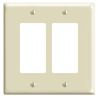 Product image for 2-Gang Decora/GFCI Device Wallplate, Midway Size, Thermoset, Ivory