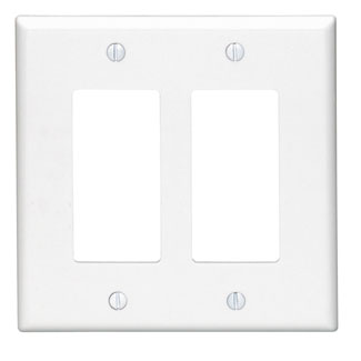 Product image for 2-Gang Decora/GFCI Device Wallplate, Midway Size, Thermoset, White