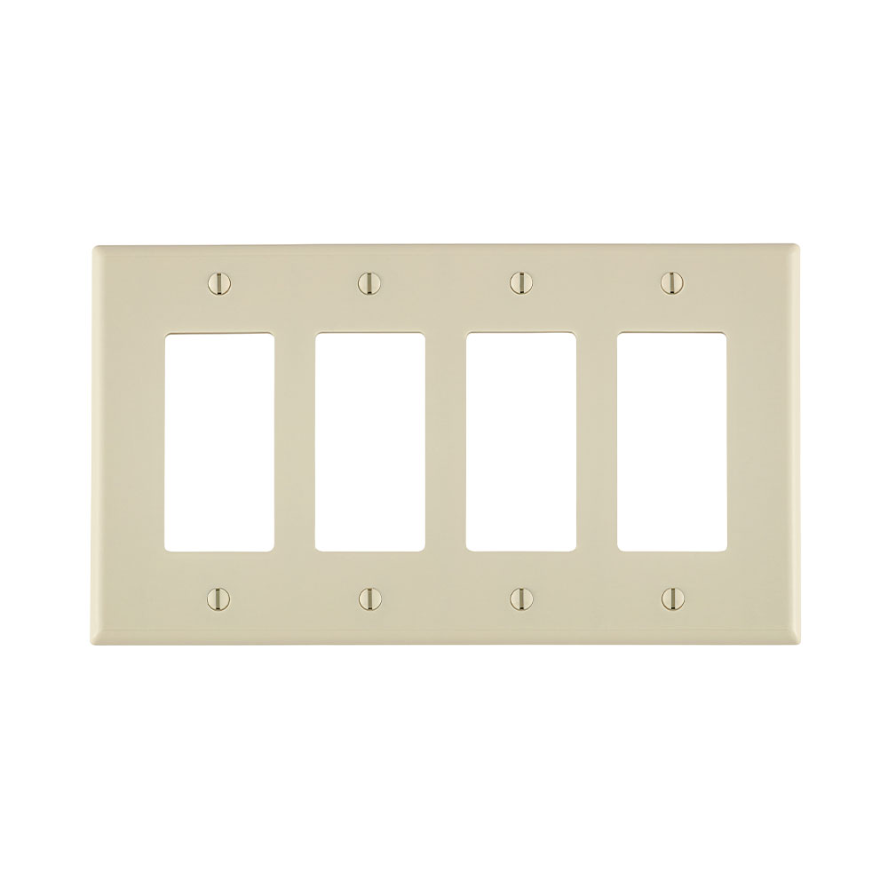 Product image for 4-Gang Decora/GFCI Device Wallplate, Midway Size, Thermoset, Light Almond