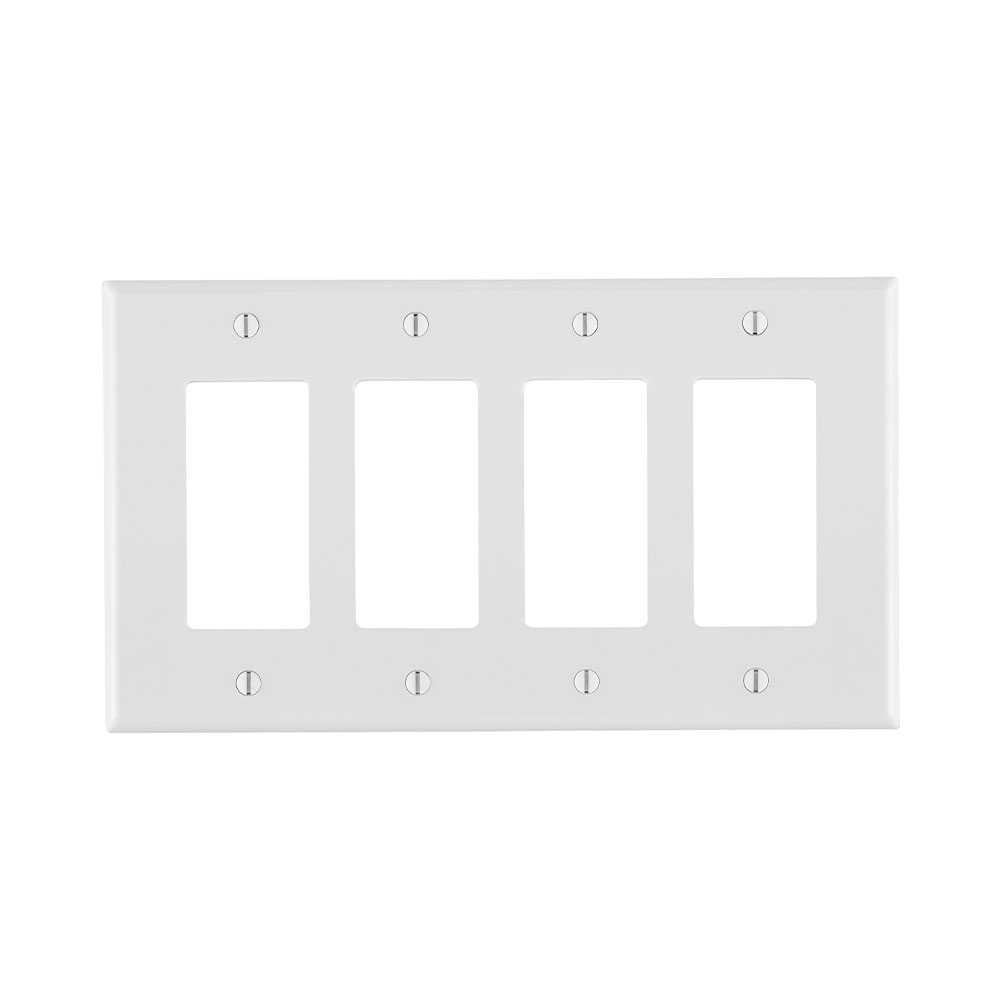 Product image for 4-Gang Decora/GFCI Device Wallplate, Midway Size, Thermoset, White