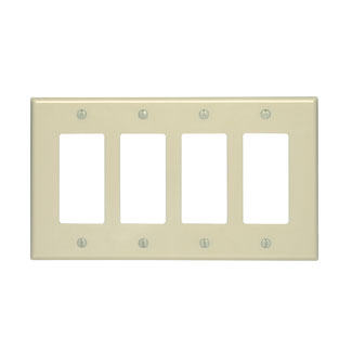 Product image for 4-Gang Decora/GFCI Device Wallplate, Midway Size, Thermoset, Ivory