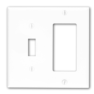 Product image for 2-Gang Wallplate 1-Toggle 1-Decora/GFCI Combination, Standard Size, Thermoplastic Nylon, Red