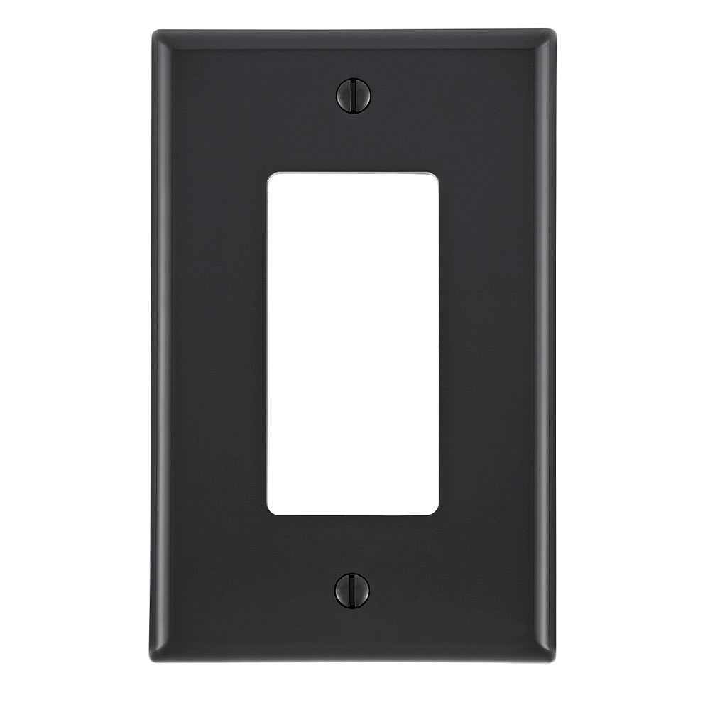 Product image for 1-Gang Decora/GFCI Device Wallplate, Midway Size, Thermoplastic Nylon, Black