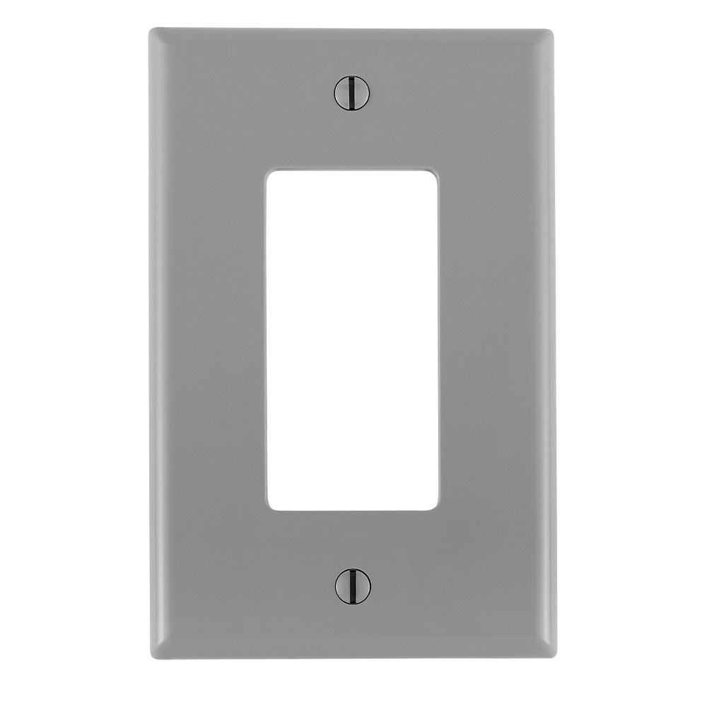 Product image for 1-Gang Decora/GFCI Device Wallplate, Midway Size, Thermoplastic Nylon, Gray
