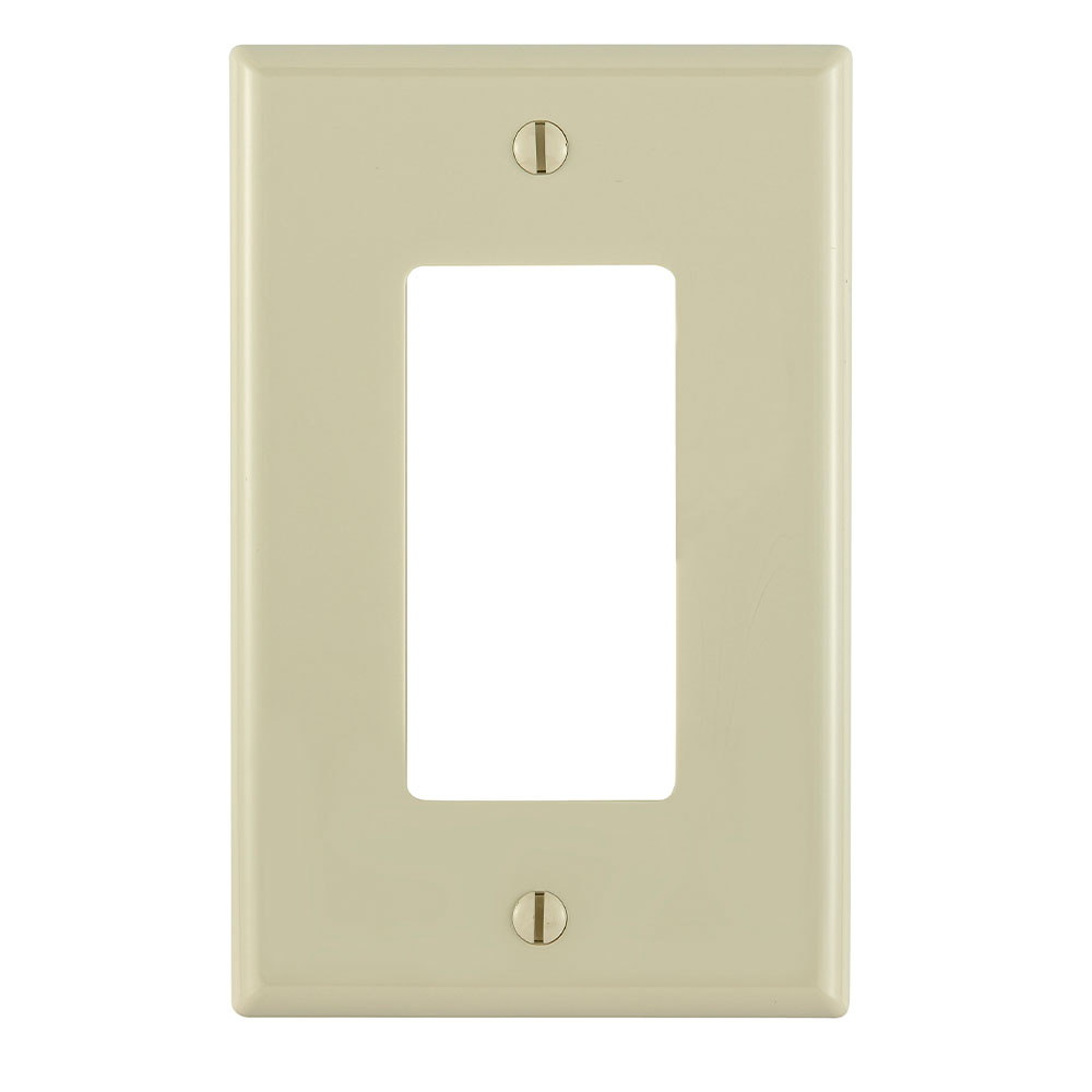 Product image for 1-Gang Decora/GFCI Device Wallplate, Midway Size, Thermoplastic Nylon, Ivory