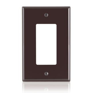 Product image for 1-Gang Decora/GFCI Device Wallplate, Midway Size, Thermoplastic Nylon, Brown